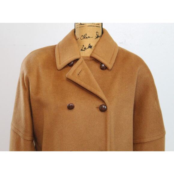 Anne Klein II Wool Blend Camel Colored Double Breasted Long Overcoat Women’s S - Picture 3 of 14